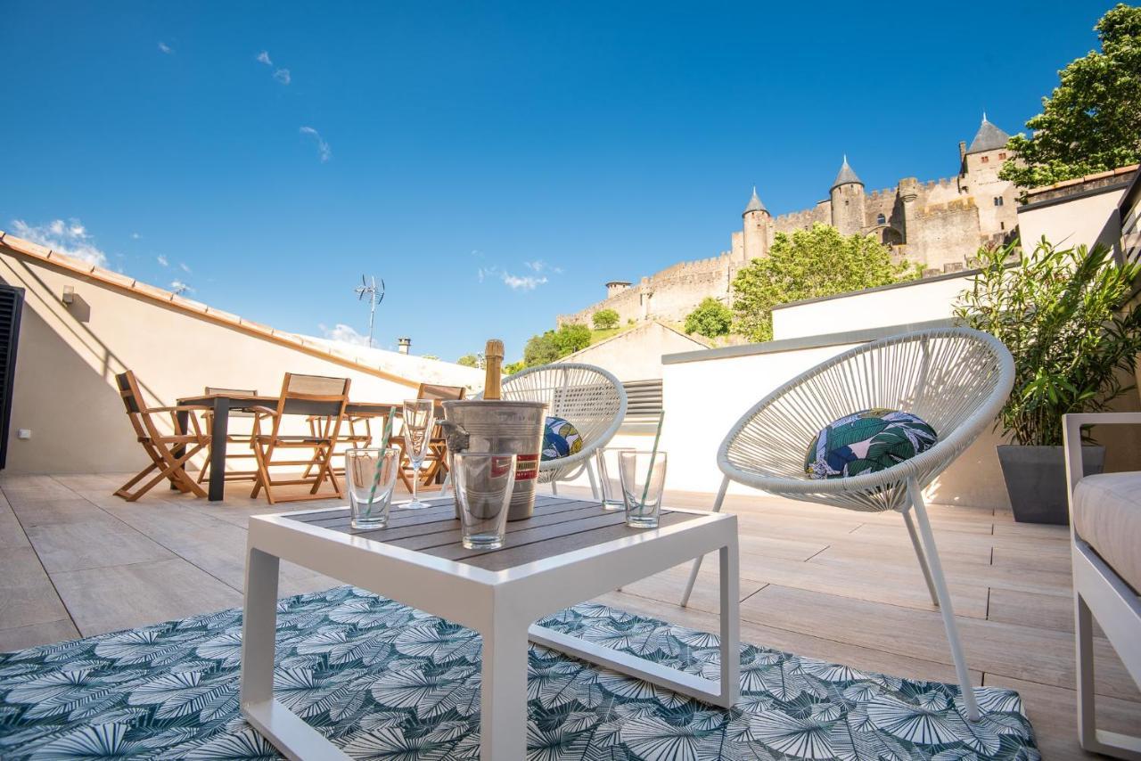 カルカソンヌLa Terrasse De La Tour Pinte.アパートメント エクステリア 写真